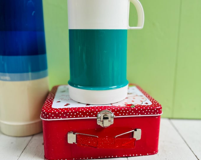 Vintage 1970s Thermos Green Small Vintage Thermos 7.5" Insulated Thermos Soup Thermos Vintage Camping Gear