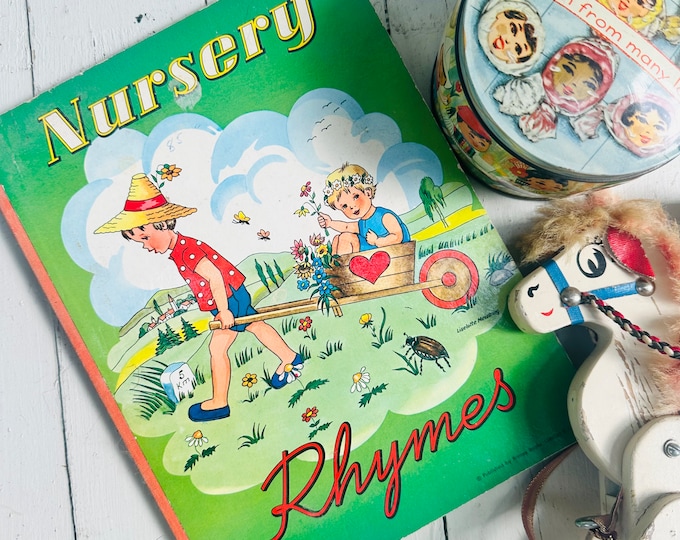 Vintage Mid Century Children's Book, "Nursery Rhymes", Children's Board Book, Collectible Children's Book, Rare Nursery Rhyme book