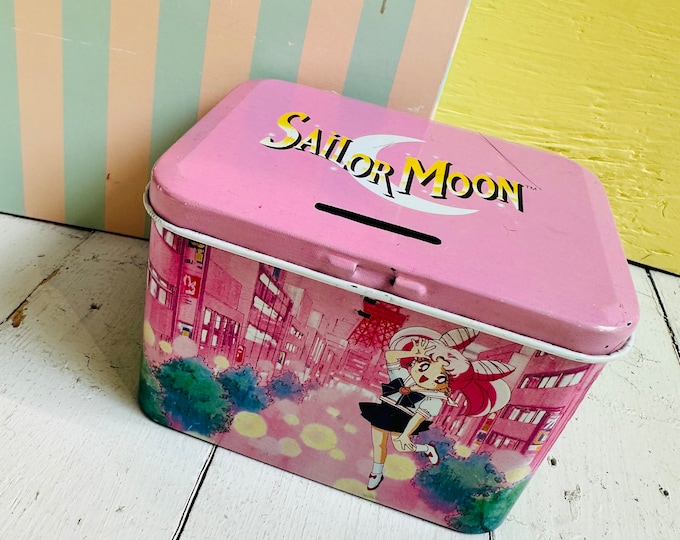 Vintage 1990s Sailor Moon Tin Bank, Vintage Sailor Moon collectible, Vintage Japanese Manga tin, Vintage Manga Sailor Moon, Manga girl decor