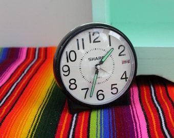 Vintage Sharp Alarm Clock, Vintage Alarm Clock, Retro Clock, Retro Alarm Clock, Black Vintage Alarm Clock