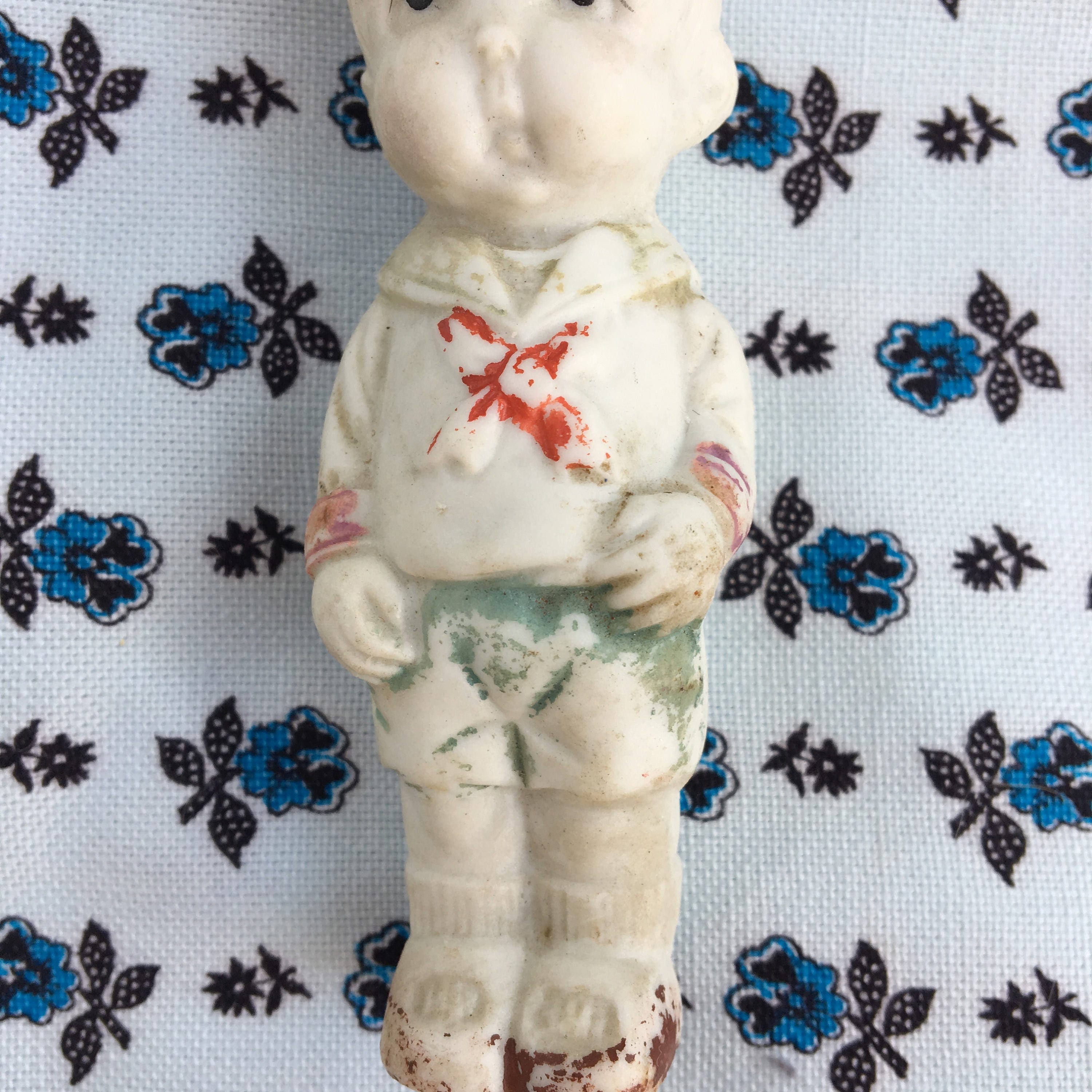 1940s Porcelain Bisque Boy Doll, Made in Japan, Vintage Bisque Doll, 3.