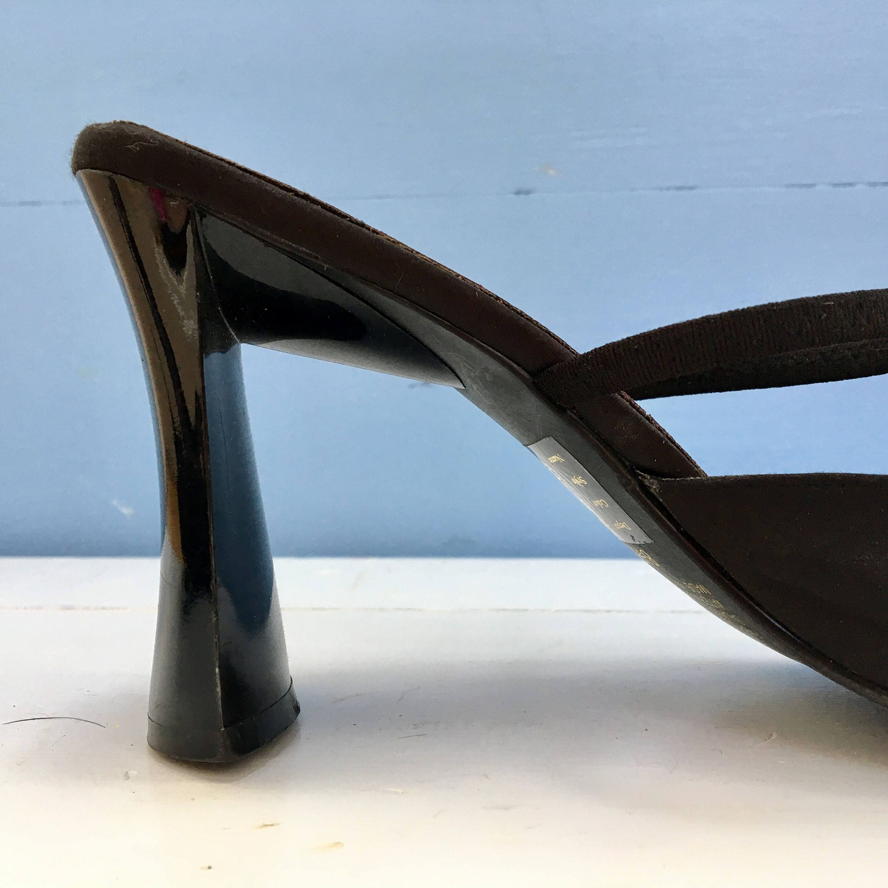 Vintage Black Satin Slides, Women's Size 8.5 M, Vintage Baker's Black ...