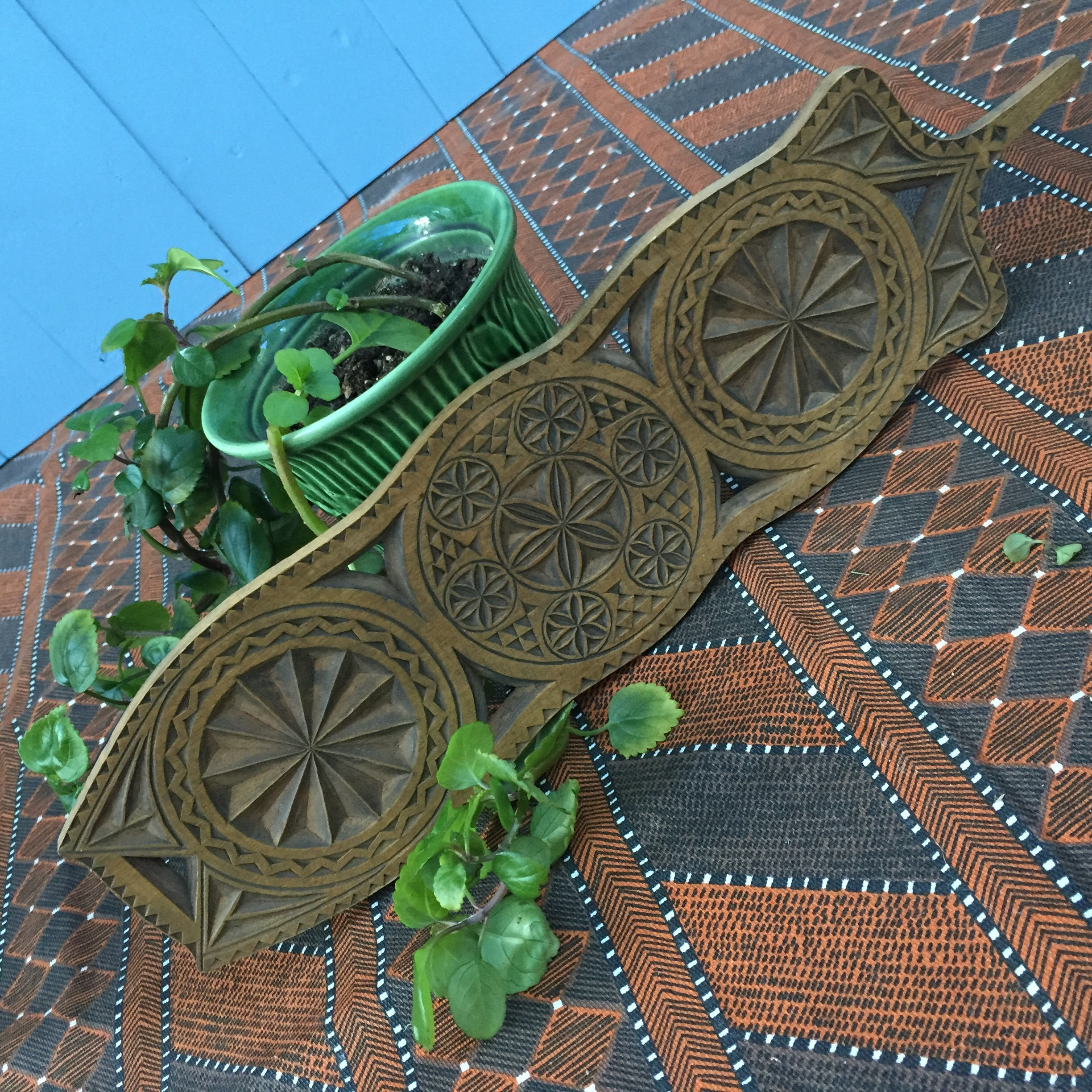 Vintage Carved Wood Tray, Boho Chic Home Decor, Bohemian Wood Tray