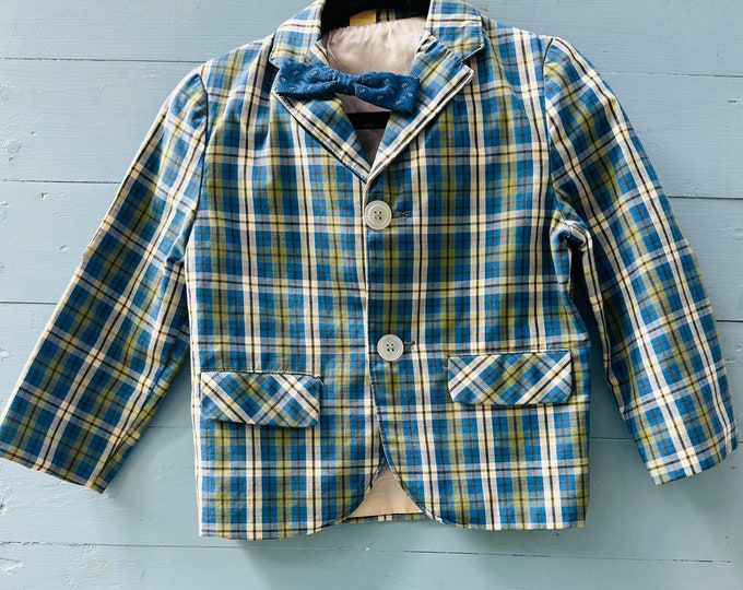 Vintage 1950s Toddler Blazer, Vintage Little Boy Blazer, Size 3T, Mid Century Kids Clothes, Little Boy Plaid Blazer