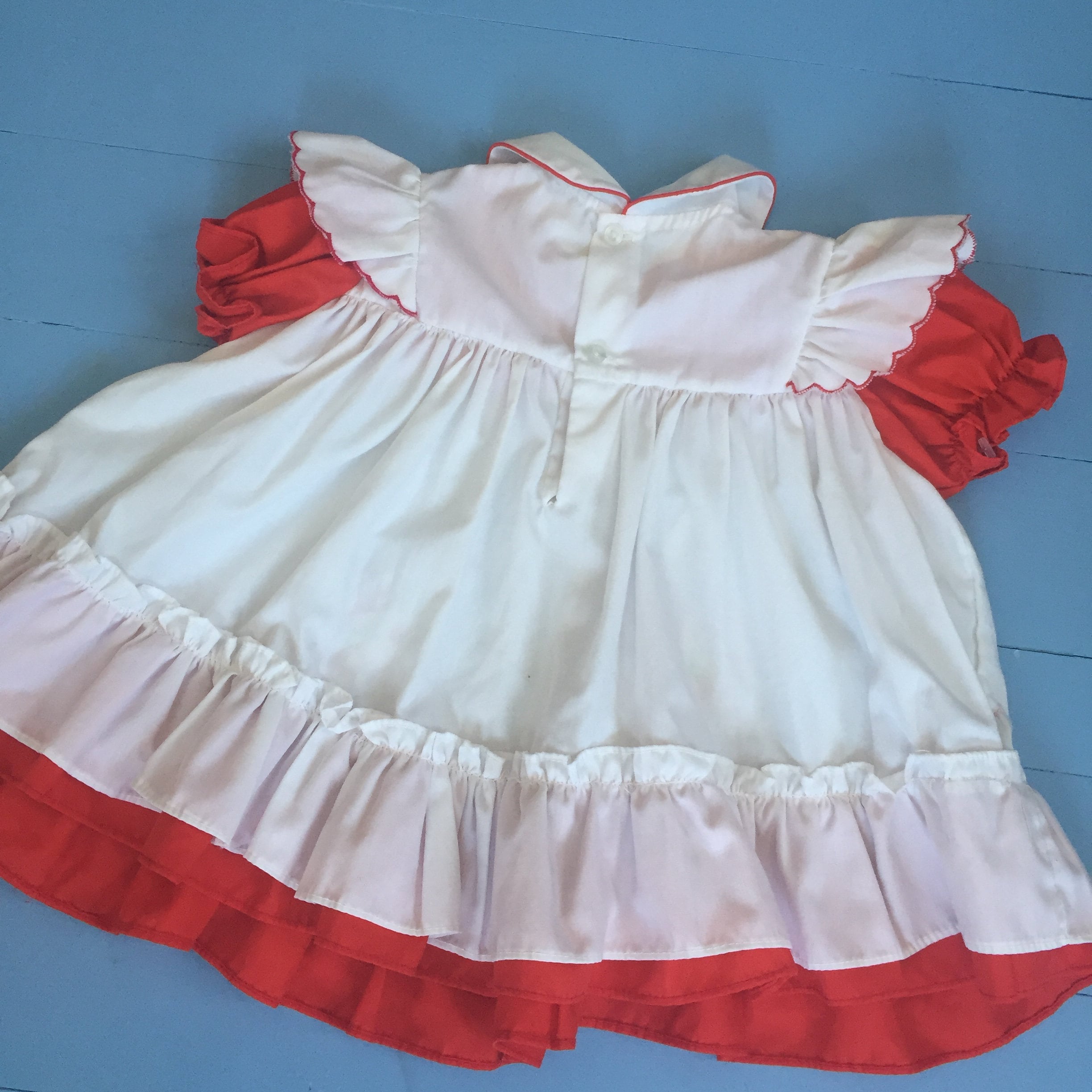 Vintage Red and White Baby Girl Dress, Size 12 months, Vintage ...
