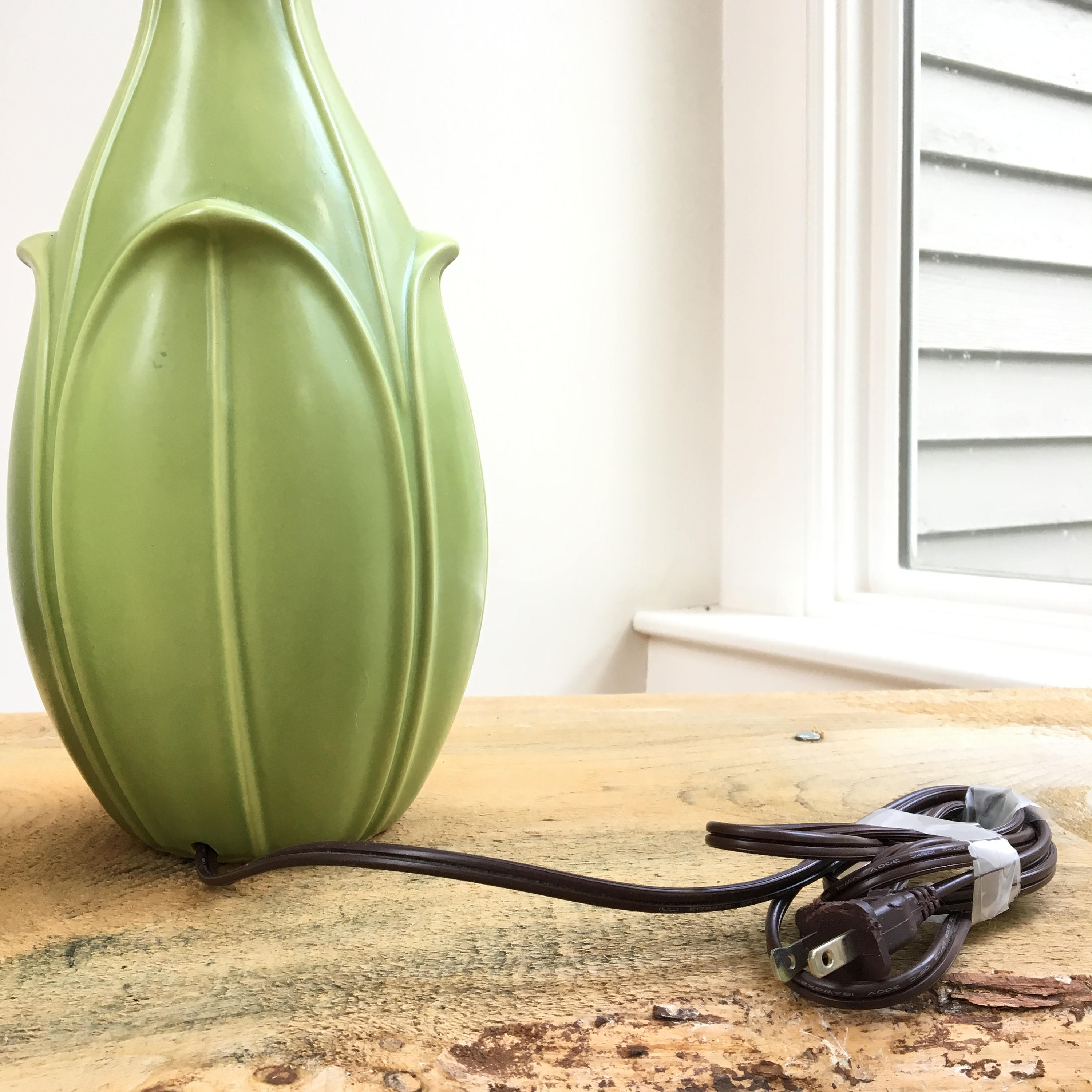 Vintage Green Lamps, Set of Two, Green Ceramic Lamps, Vintage Lamps