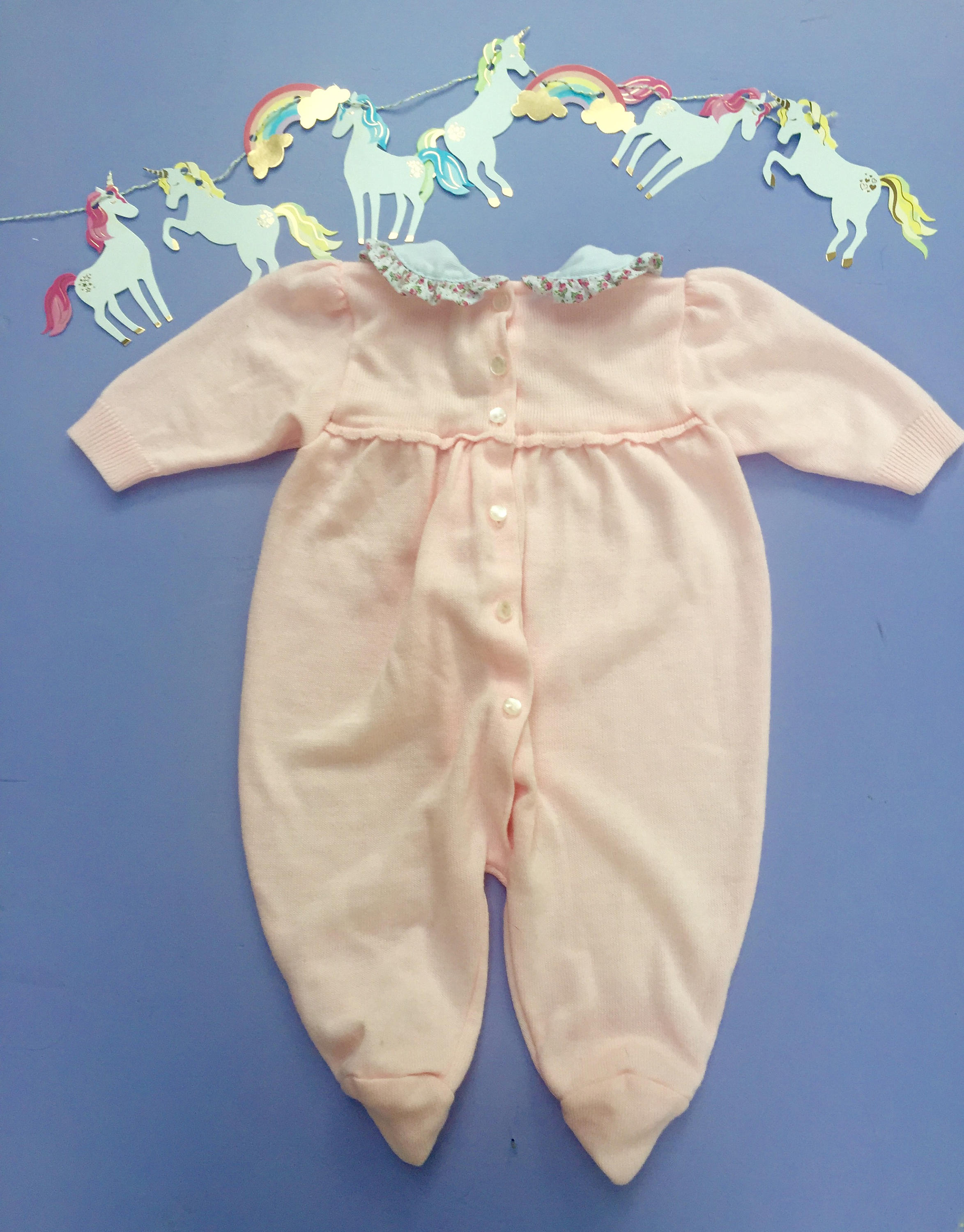 Vintage Baby Girl Sleeper, Set of Two, Size 6 to 9 months, Vintage
