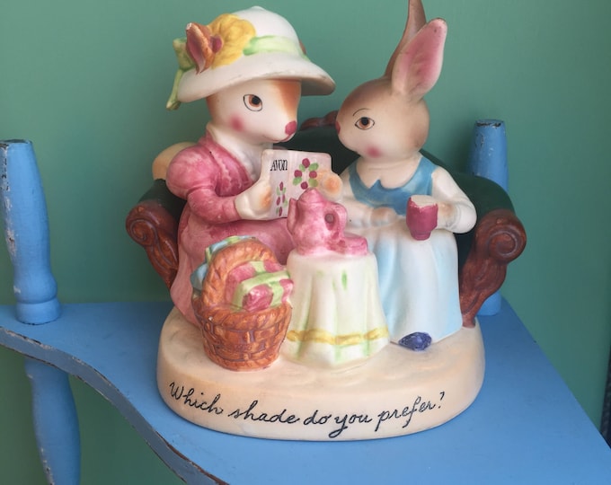 Vintage Avon Precious Moments Rabbit Figurine, Avon Bunny Figurine, Vintage Avon Knick Knack, Vintage Easter Decor