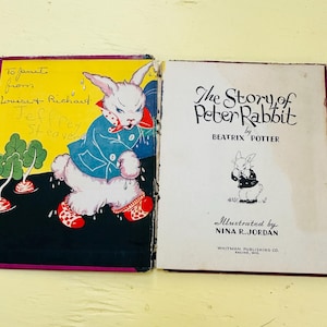Rare Antique 1930s &quot;Peter Rabbit&quot; book illustrated by Nina Jordan, Antique Peter Rabbit book, Vintage Easter Gift, Vintage Peter Rabbit book