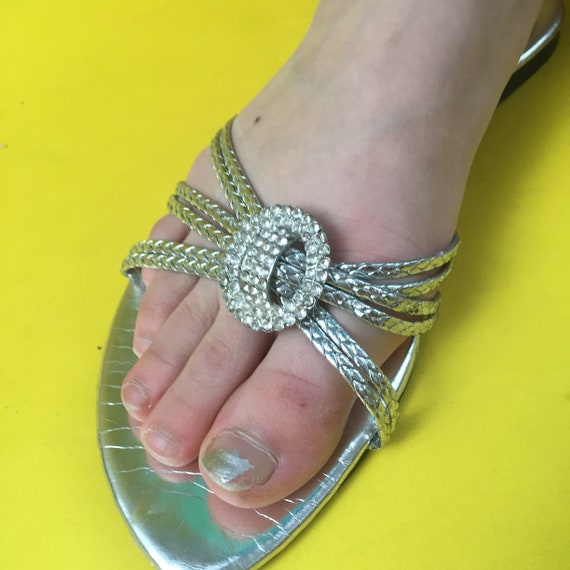 Vintage Silver Sandals, Women's Size 7, Vintage S… - image 3