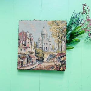 Vintage Frans Wandtapijt Houten Ingelijst blok Franse Scène Wandtapijt Foto Franse Muur Decor Parijse Foto Europese Muur Foto Opknoping