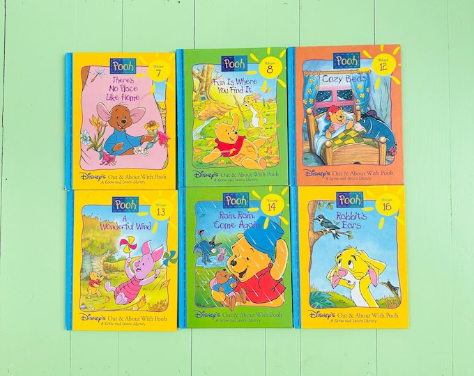 Vintage Disney Winnie The Pooh Book Set Volumes 7 8 12 13 14 16 Hardcover Out & About With Pooh