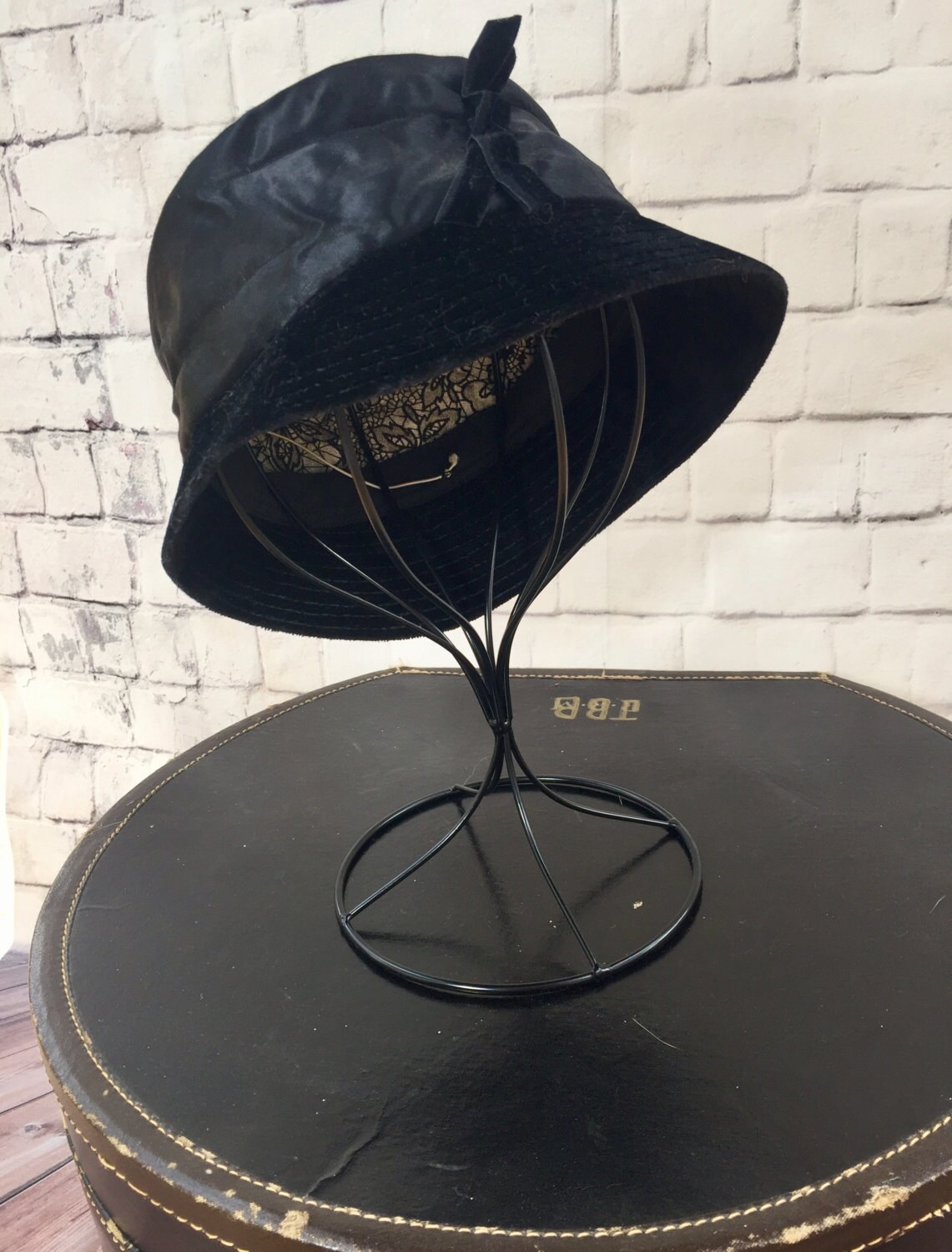 black velvet cloche hat