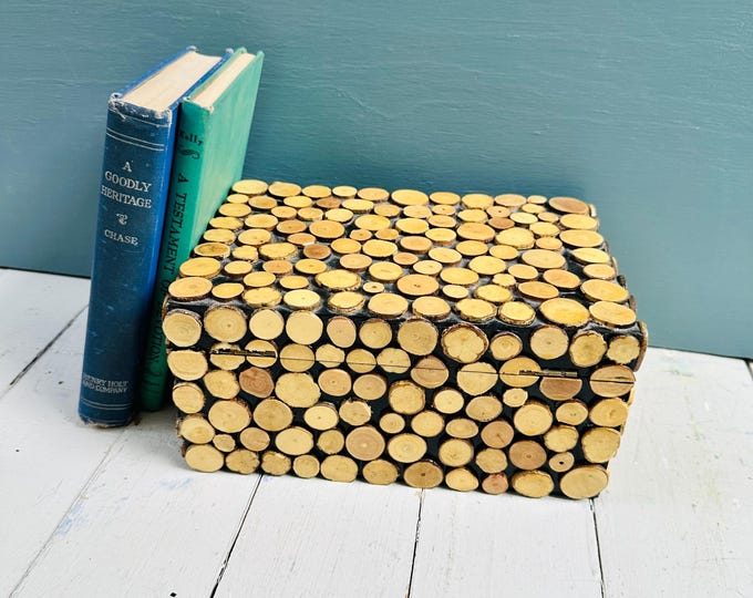 Vintage Rustic Wood Slice Box Hinged Storage Box Woodland Decor Tree Branch Box Cabin Decor Cottagecore Keepsake Box