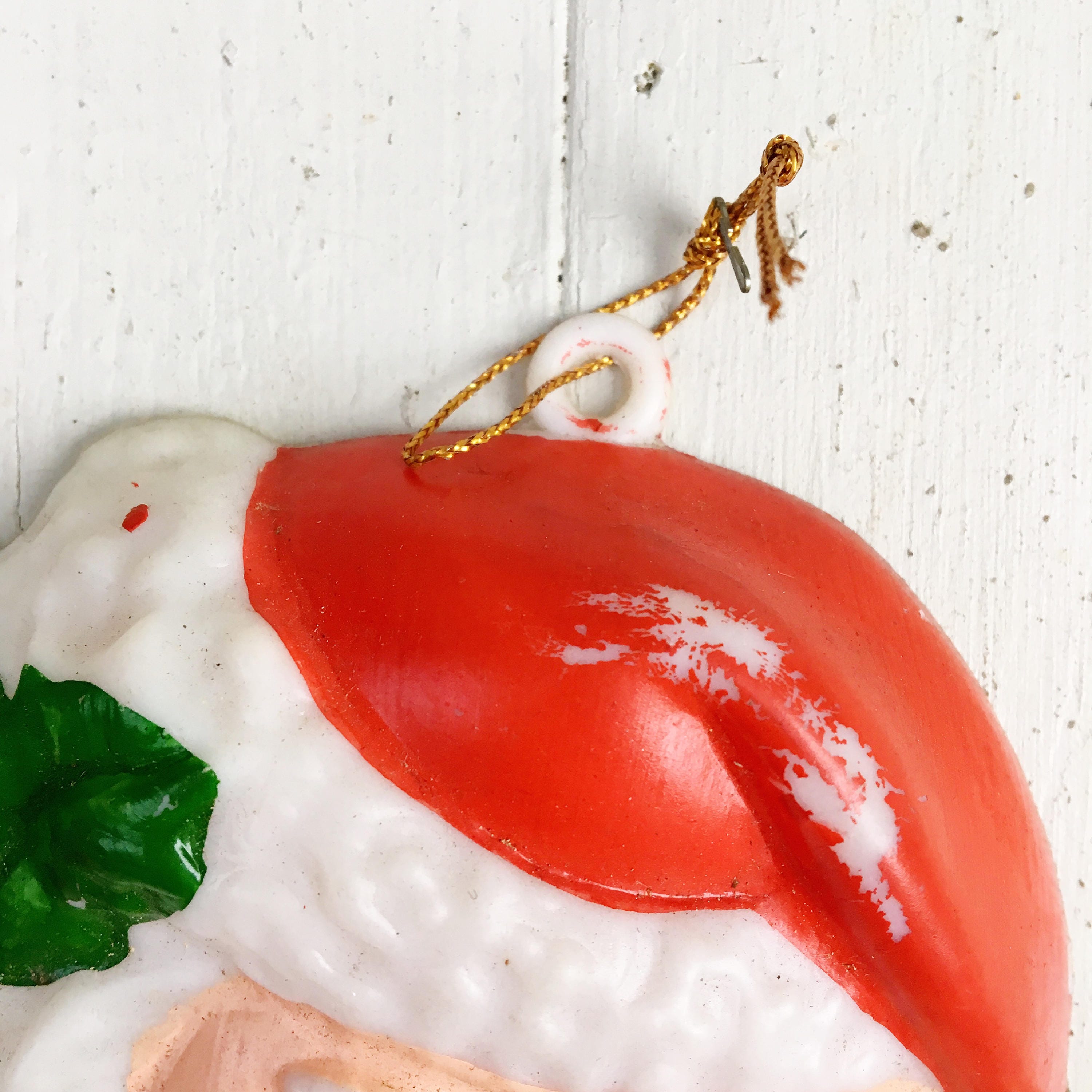 Vintage Blow Mold Santa Ornament, Vintage Santa Christmas Decor
