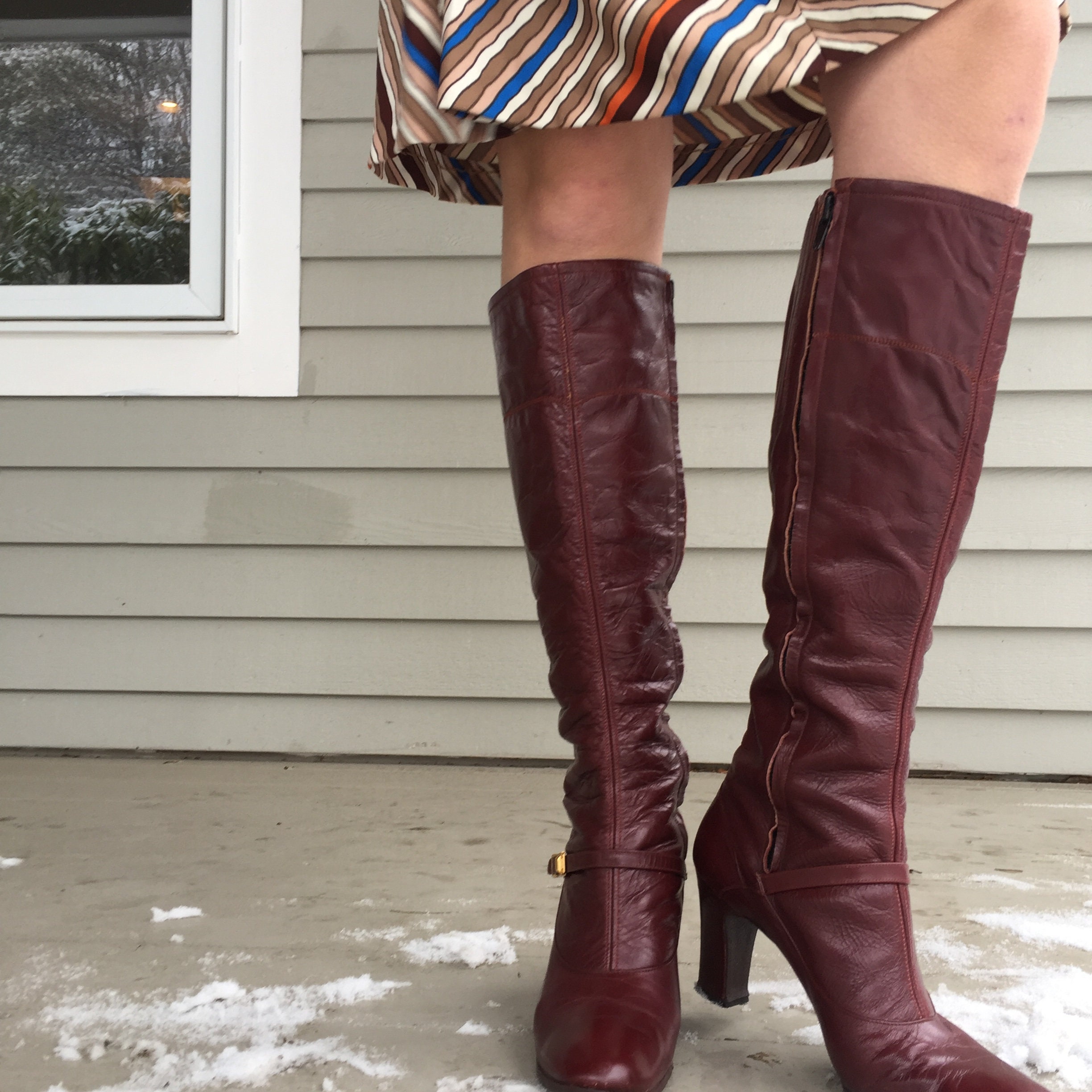 brown tall boots with heel