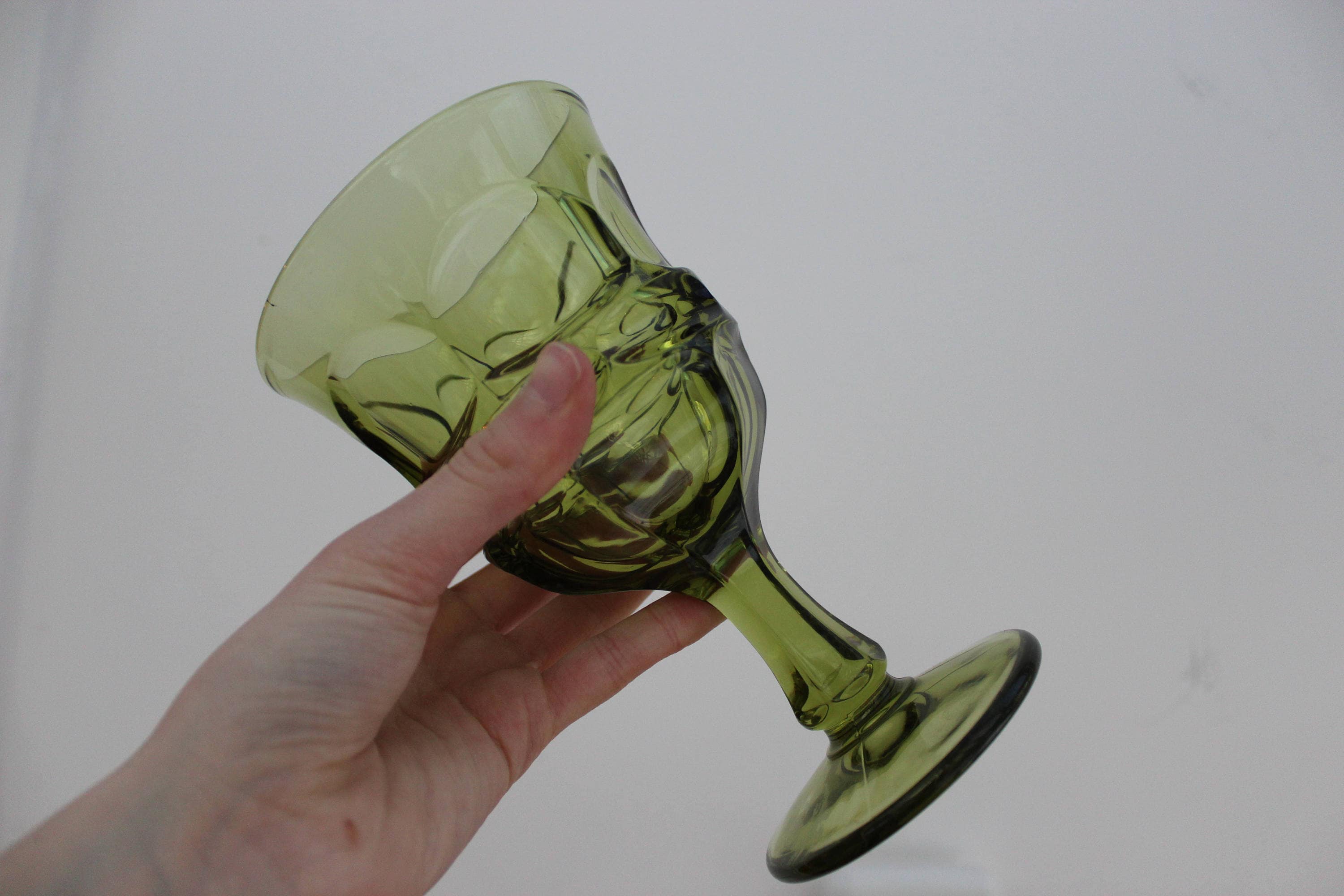 Vintage Green Drinking Glasses, Vintage Glassware, Mid Century Glasses