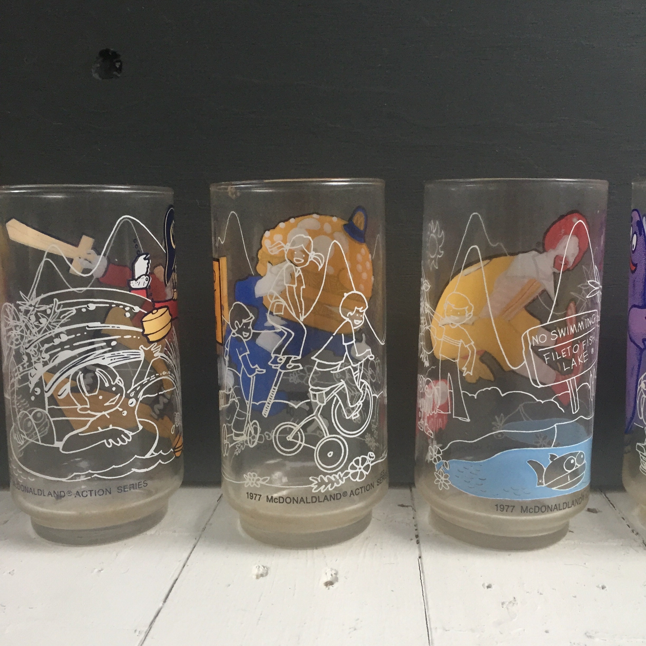 Vintage 1970s McDonald's Drinking Glasses, Vintage Ronald McDonald