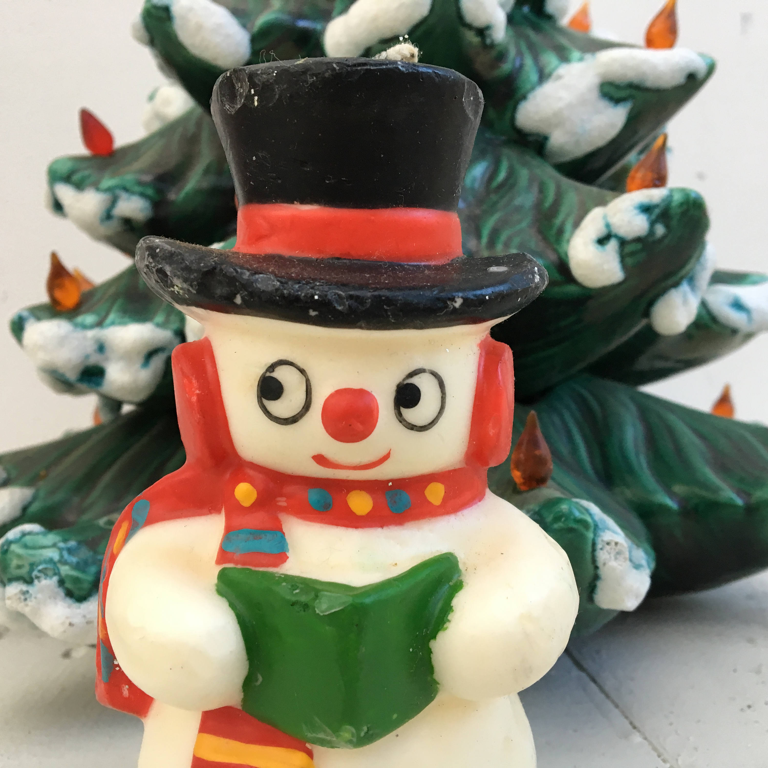 Vintage Gurley Christmas Candles, Set of Two, Vintage Snowman Christmas Candle, Kitschy