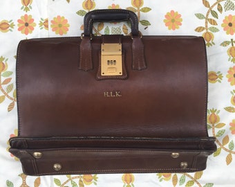 Vintage Leather Briefcase, 1950s Leather Briefcase, Mid Century Briefcase, Vintage Office Supplies