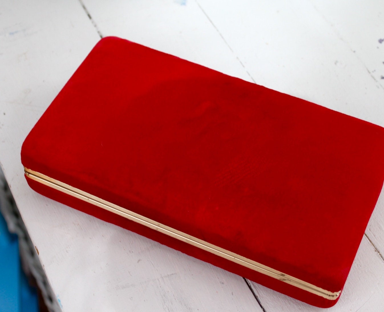 Vintage Velvet Jewelry Case, Vintage Velvet Jewelry Box, Mid Century