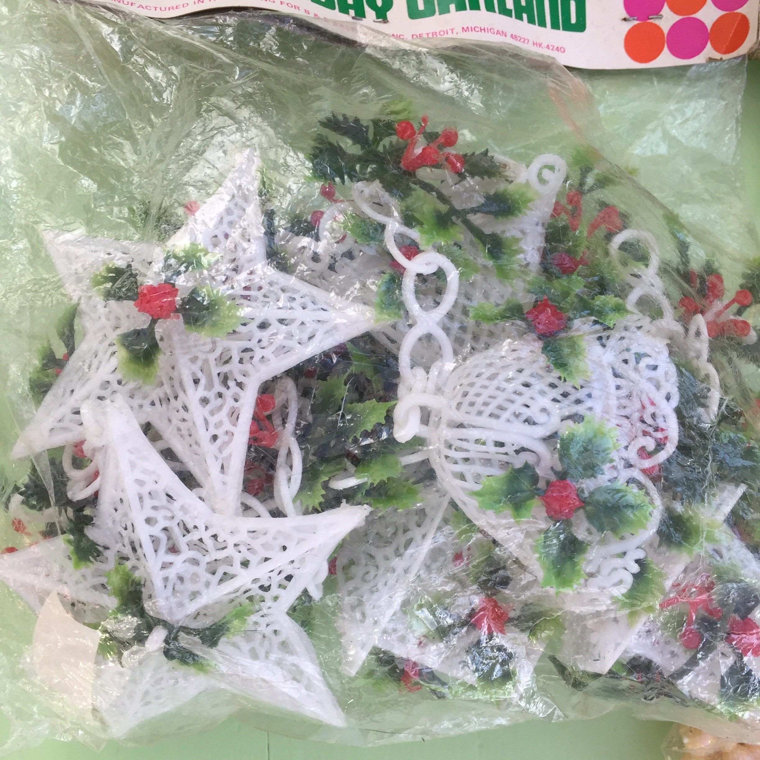 Vintage NOS Christmas Garlands, Set of Two, Vintage Bead Garland