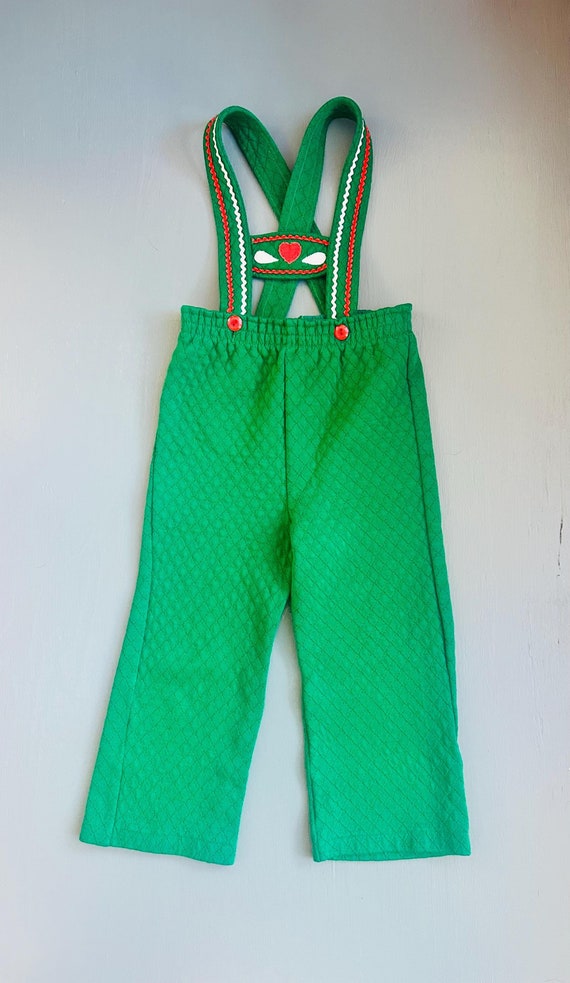 Vintage 70s Carter's Overalls Size 4T Dutch Style Christmas