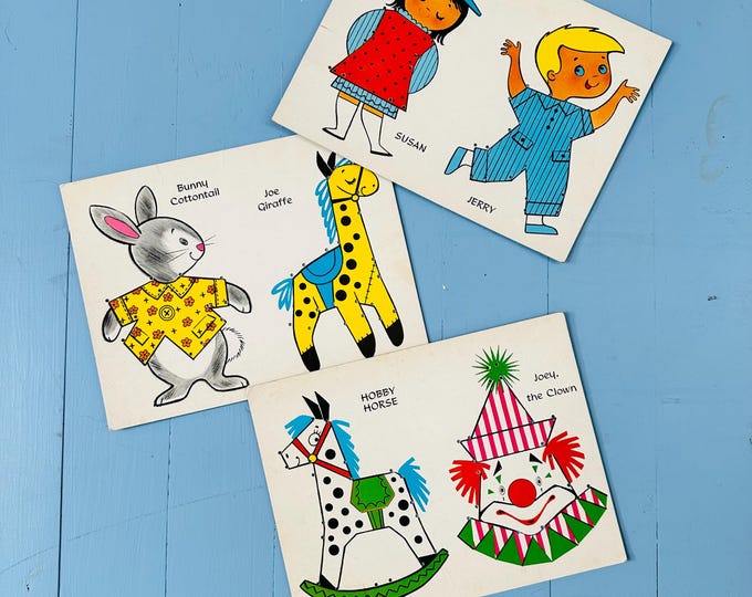 Vintage 1960s Sewing Cards Set of Three Children's Lacing Cards Vintage Ephemera Mid Century Sewing Cards