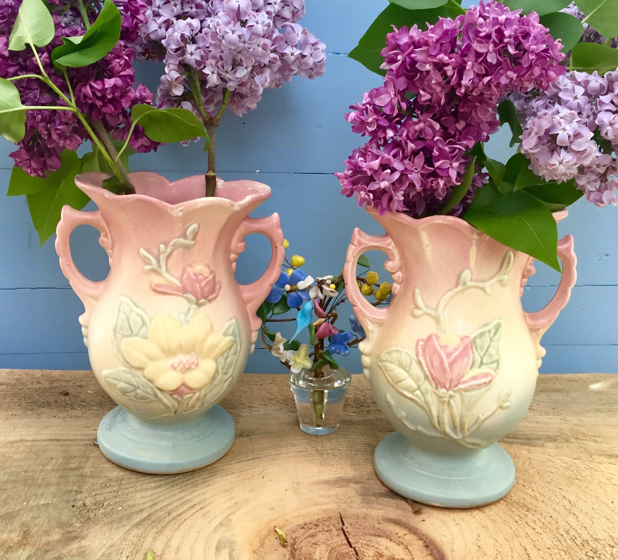 Vintage Hull Magnolia Vases Pair Of Hull Vases Vintage Pottery