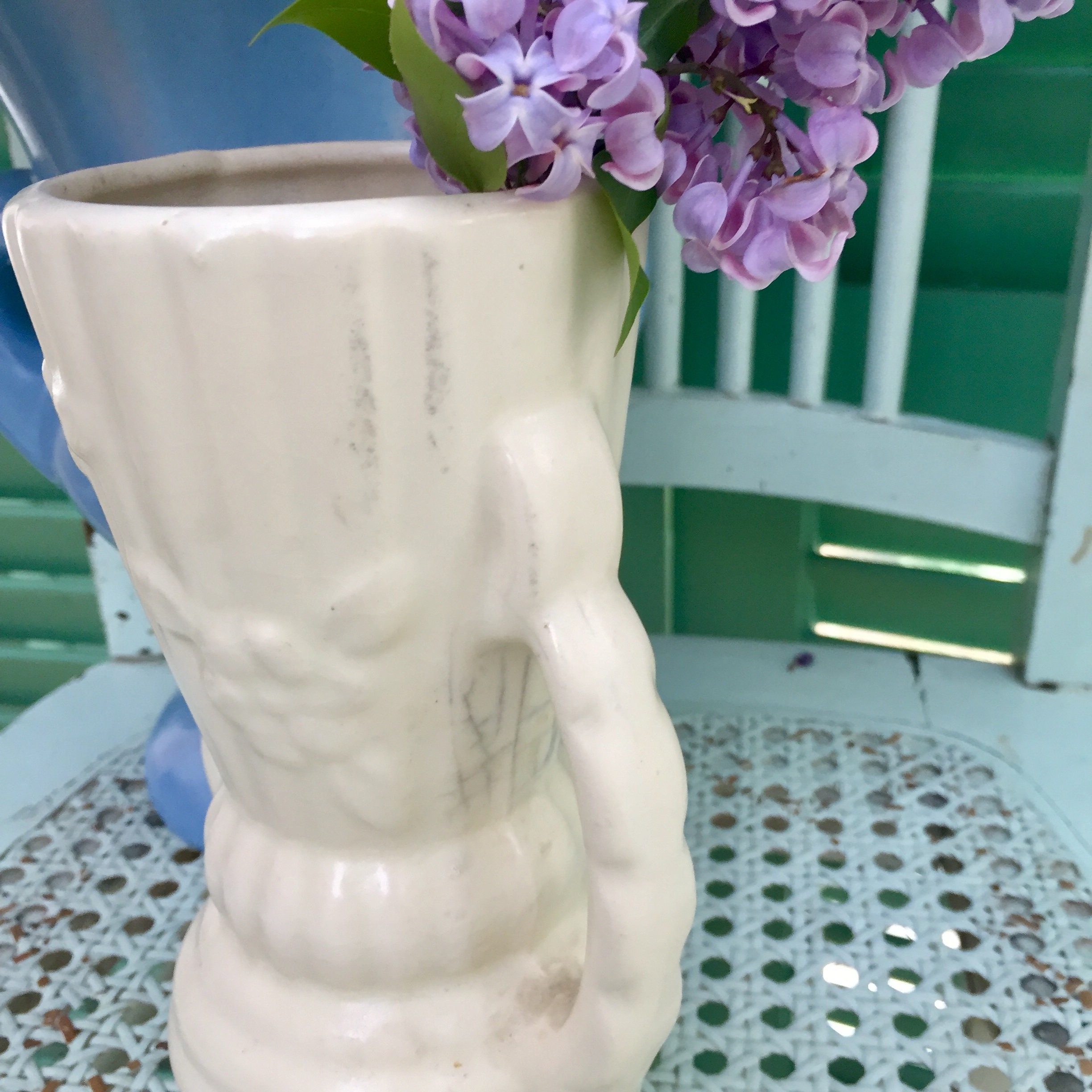 Vintage White USA Vase, Vintage DoubleHanded USA Vase, White Vintage