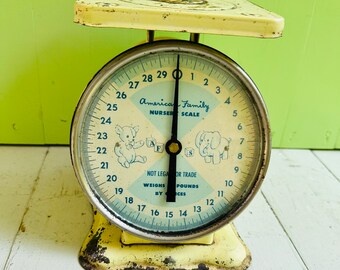 Vintage American Family Nursery Baby Scale, Antique Baby Scale