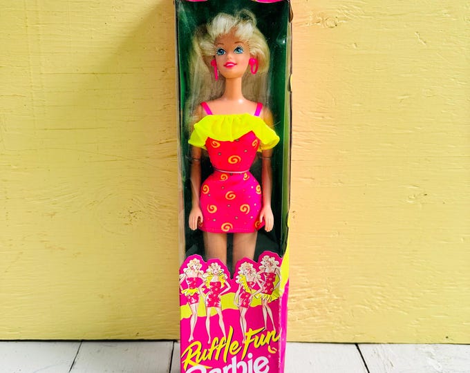 1994 Ruffle Fun Barbie NRFB Mattel 12433 Vintage Barbie Doll New in Box Sealed Blonde Superstar Doll 90s Collectible