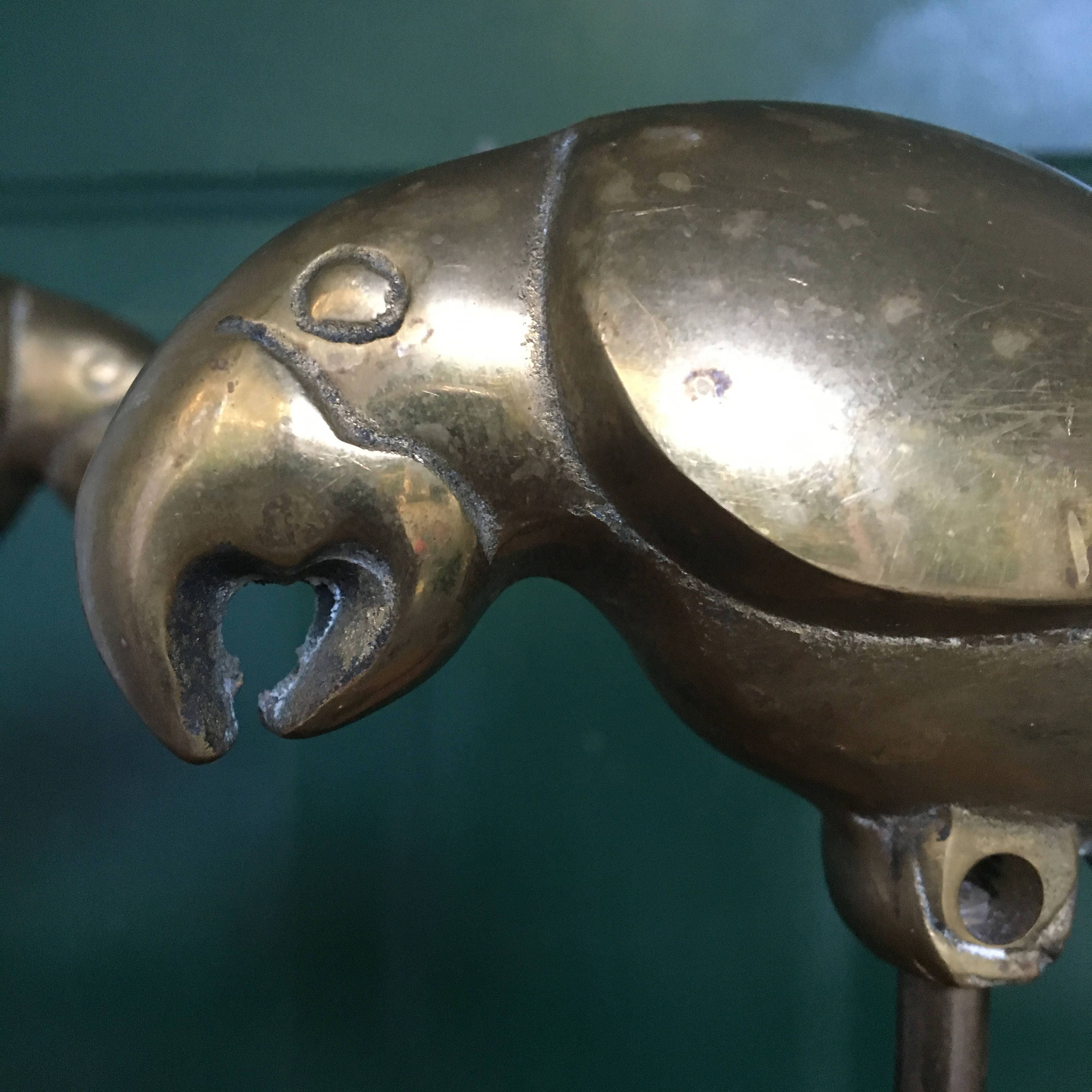 Vintage Brass Bird Decor, Set of Two, Vintage Brass Parrot, Vintage