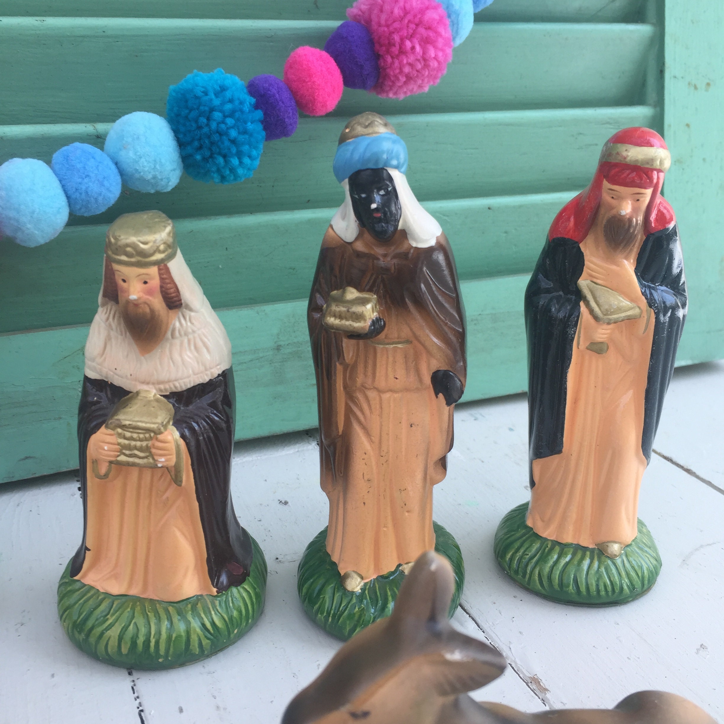 Vintage Chalkware Nativity Pieces, Vintage Nativity Set, Vintage