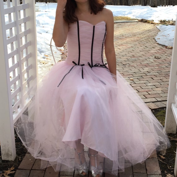 pink midi prom dress