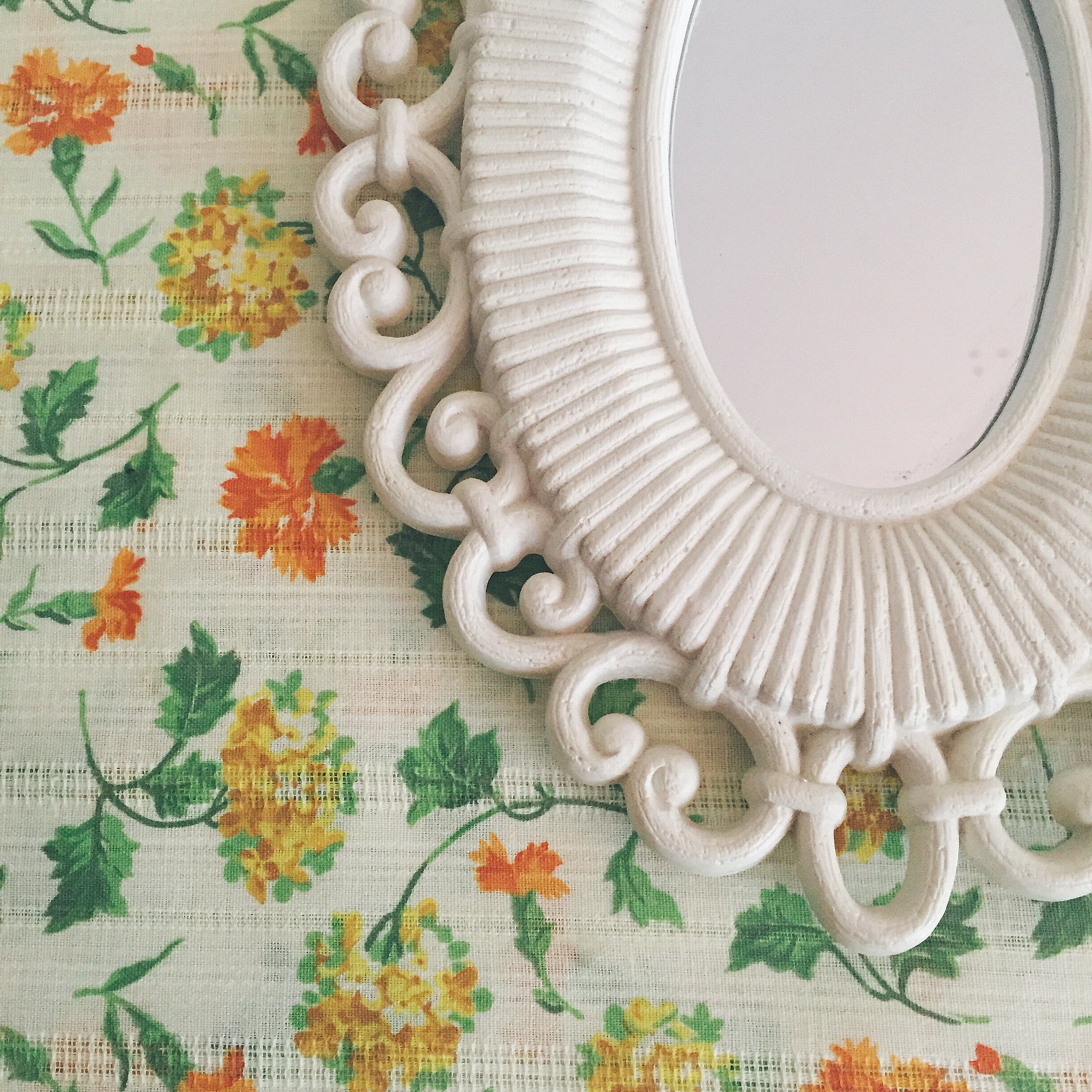 Vintage Small Decorative Mirrors, Pair of Decorative Mirrors, White