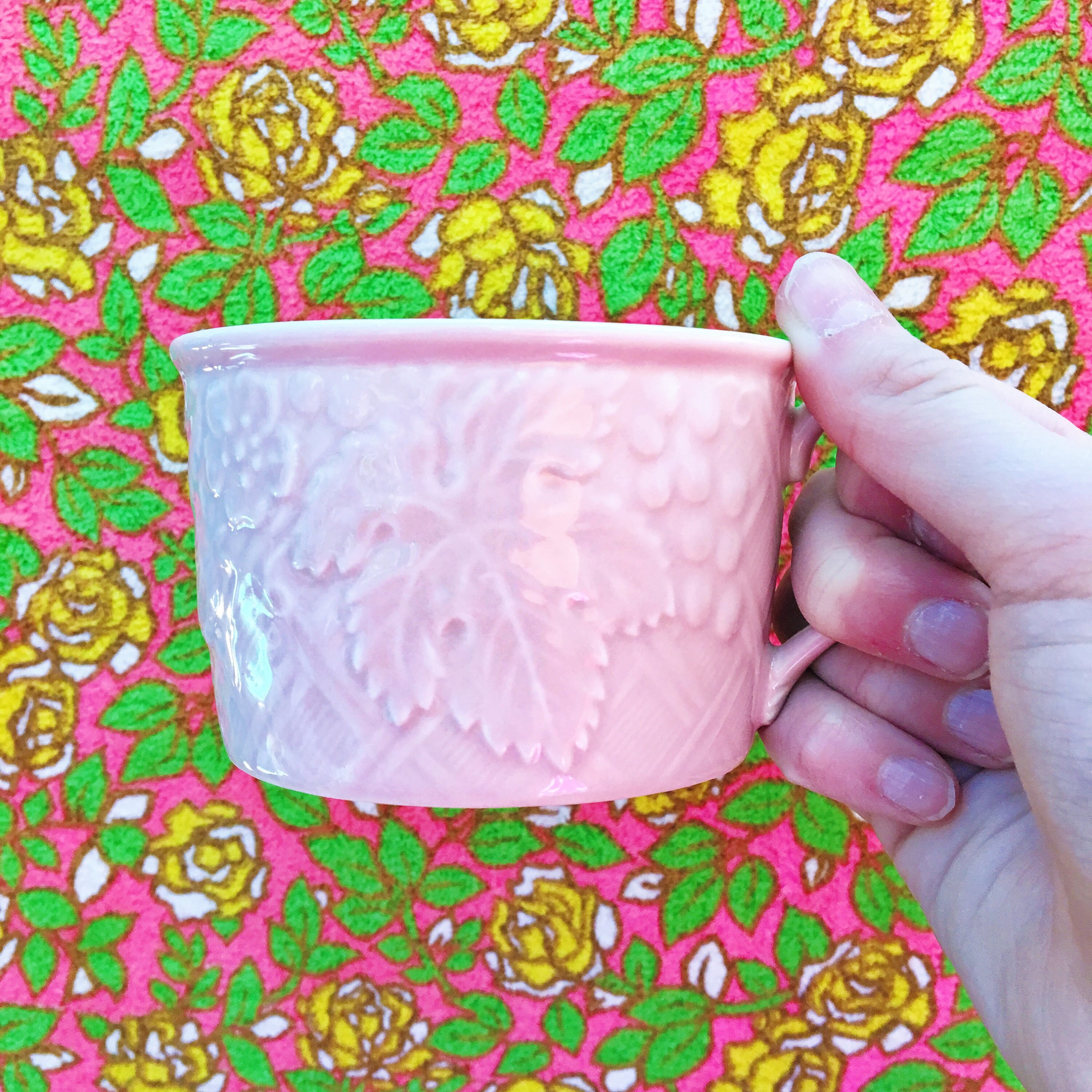 Vintage Mikasa English Countryside Coffee Cups, Set of Two, Pink Coffee Cups, Cottage Chic