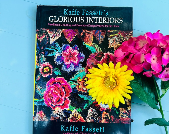 Vintage 1990s Home Decorating Book, "Glorious Interiors" by Kaffe Fassett, Needlepoint, Knitting, Design projects book, Vintage Decor Book