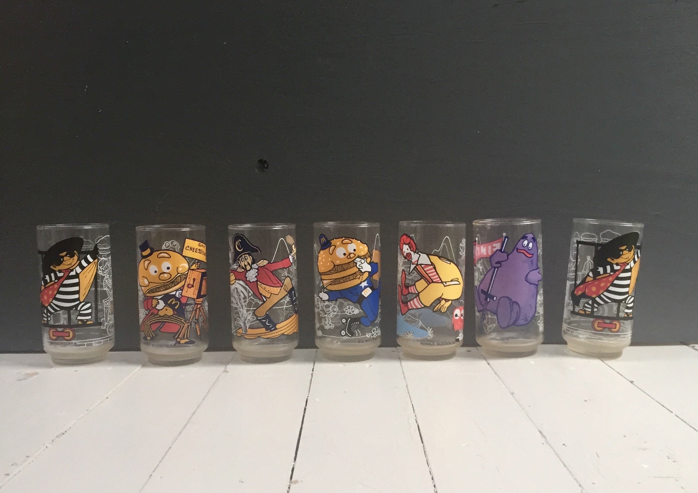 Vintage 1970s McDonald's Drinking Glasses, Vintage Ronald McDonald
