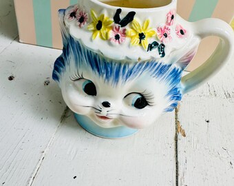 Rare Vintage Lefton Miss Priss Cat Sugar and Creamer Set, Side Eye