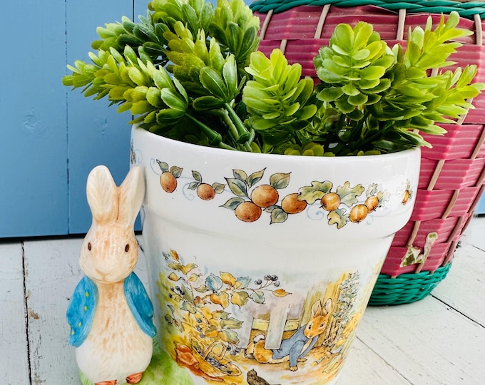 Vintage 1990s Beatrix Potter Peter Rabbit Planter Easter Bunny Decor Nursery Room Decor