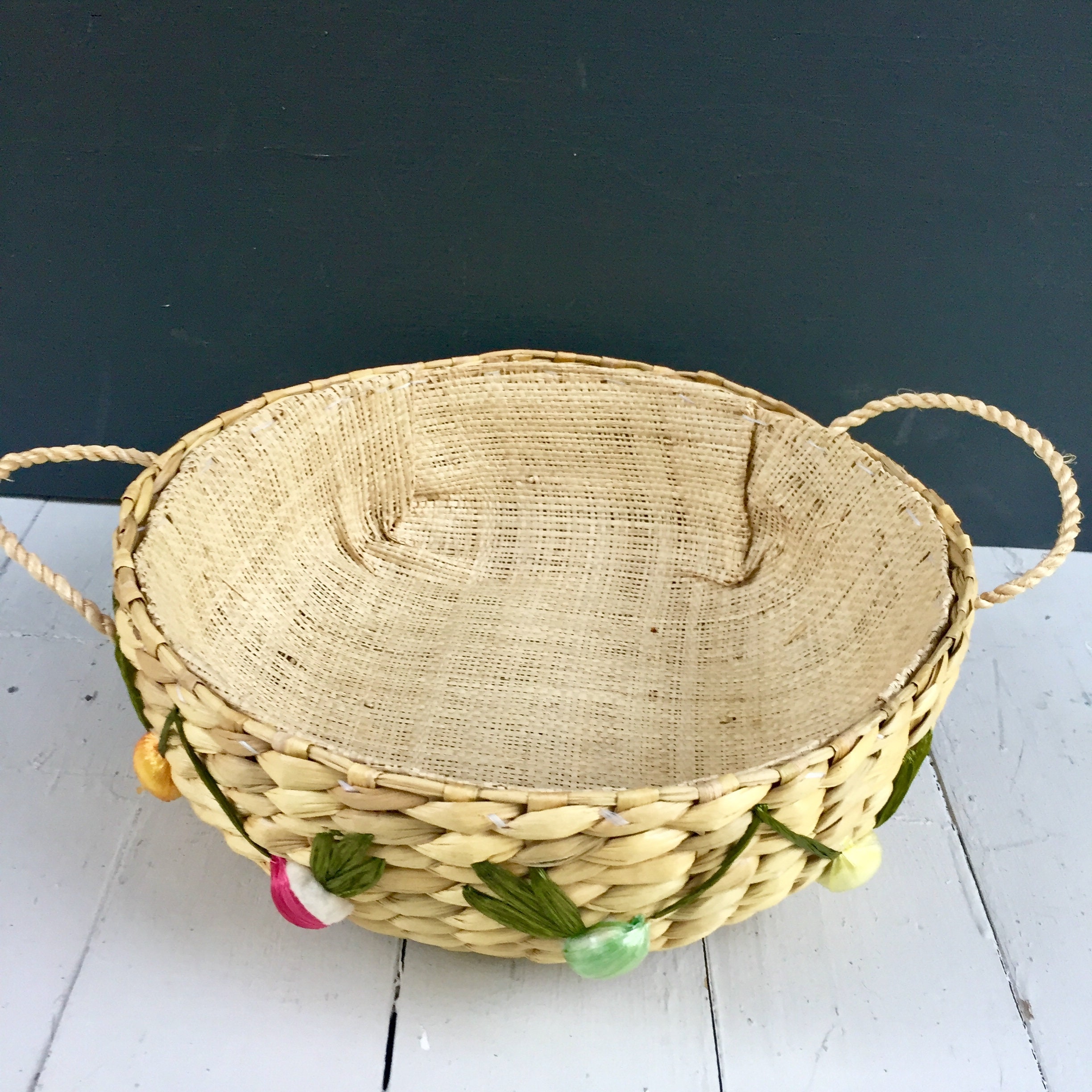 Vintage Woven Nesting Baskets, Set of Three, Vintage Raffia Baskets