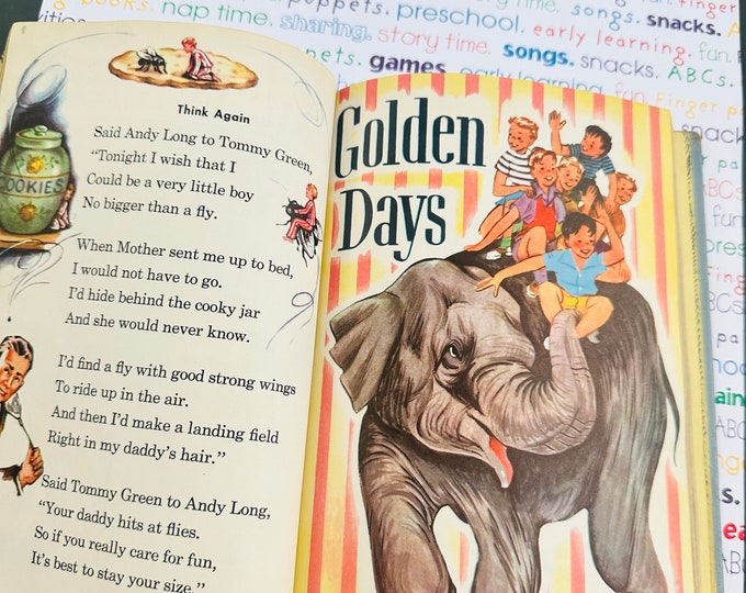 Vintage 1940s "On We Go" Children's Reading Book, Antique Children's Reader, 1940s Children's Book, 1940s Graphics, Vintage Kids Book