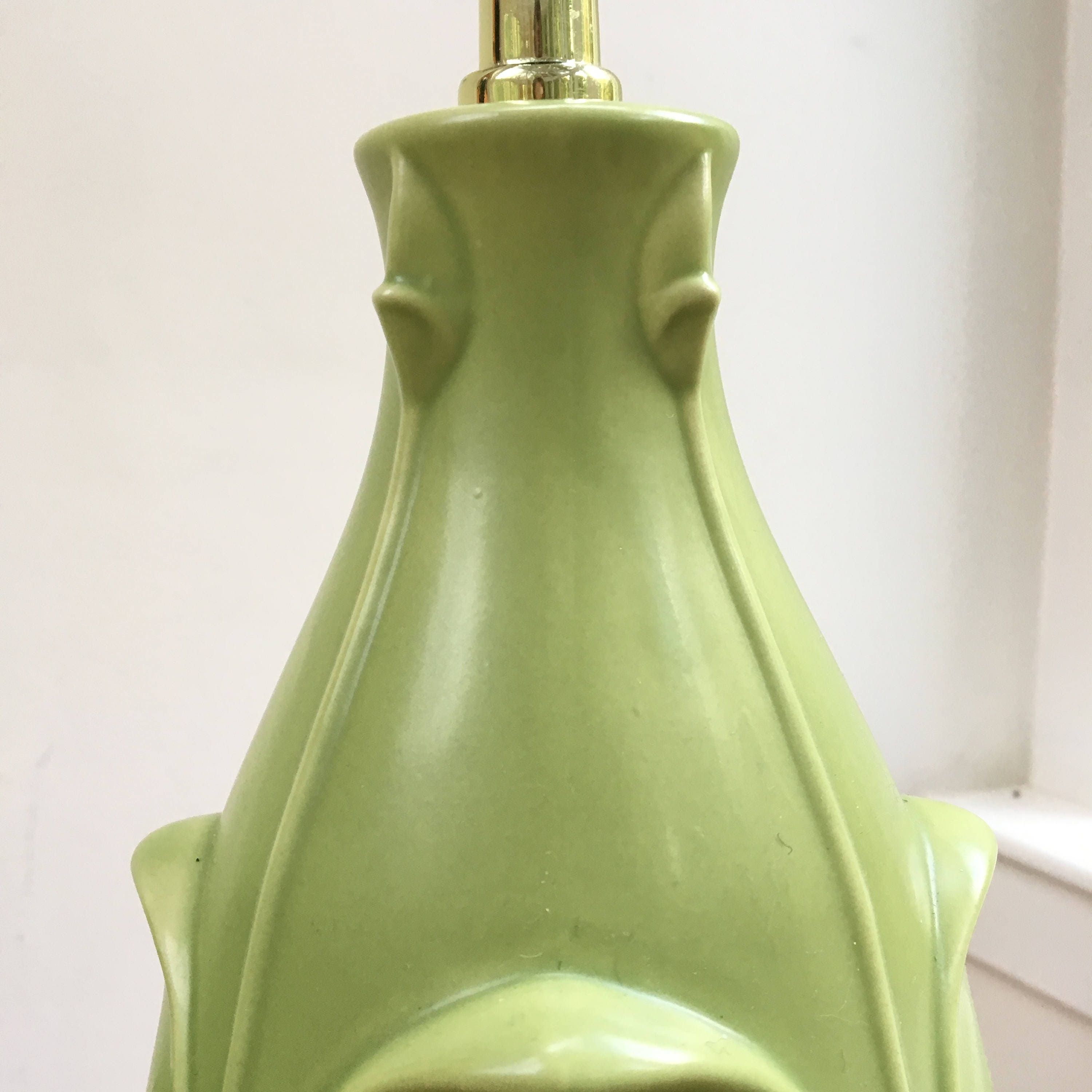 Vintage Green Lamps, Set of Two, Green Ceramic Lamps, Vintage Lamps