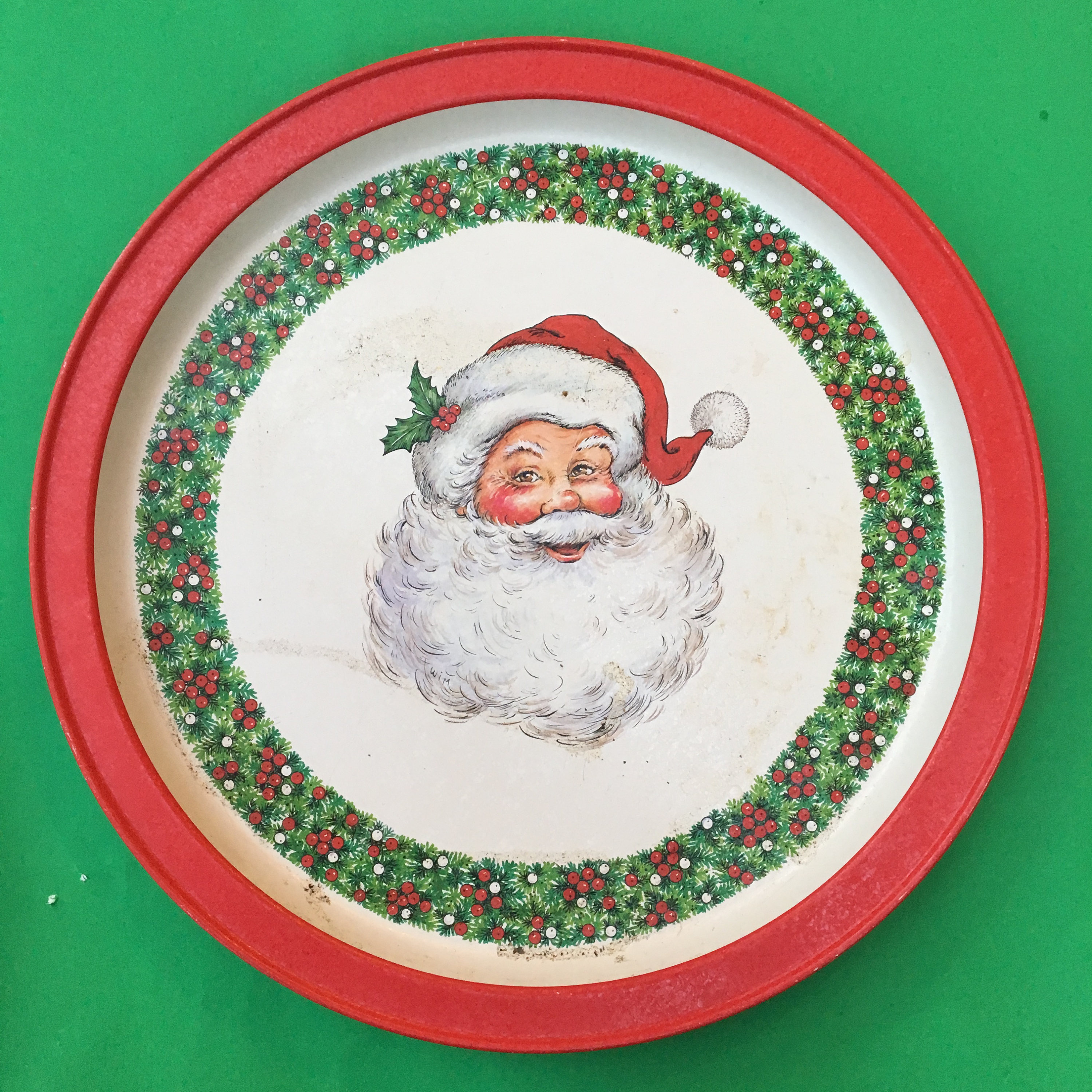 Vintage Christmas Tin Trays, Set of Three, Tin Christmas Tray