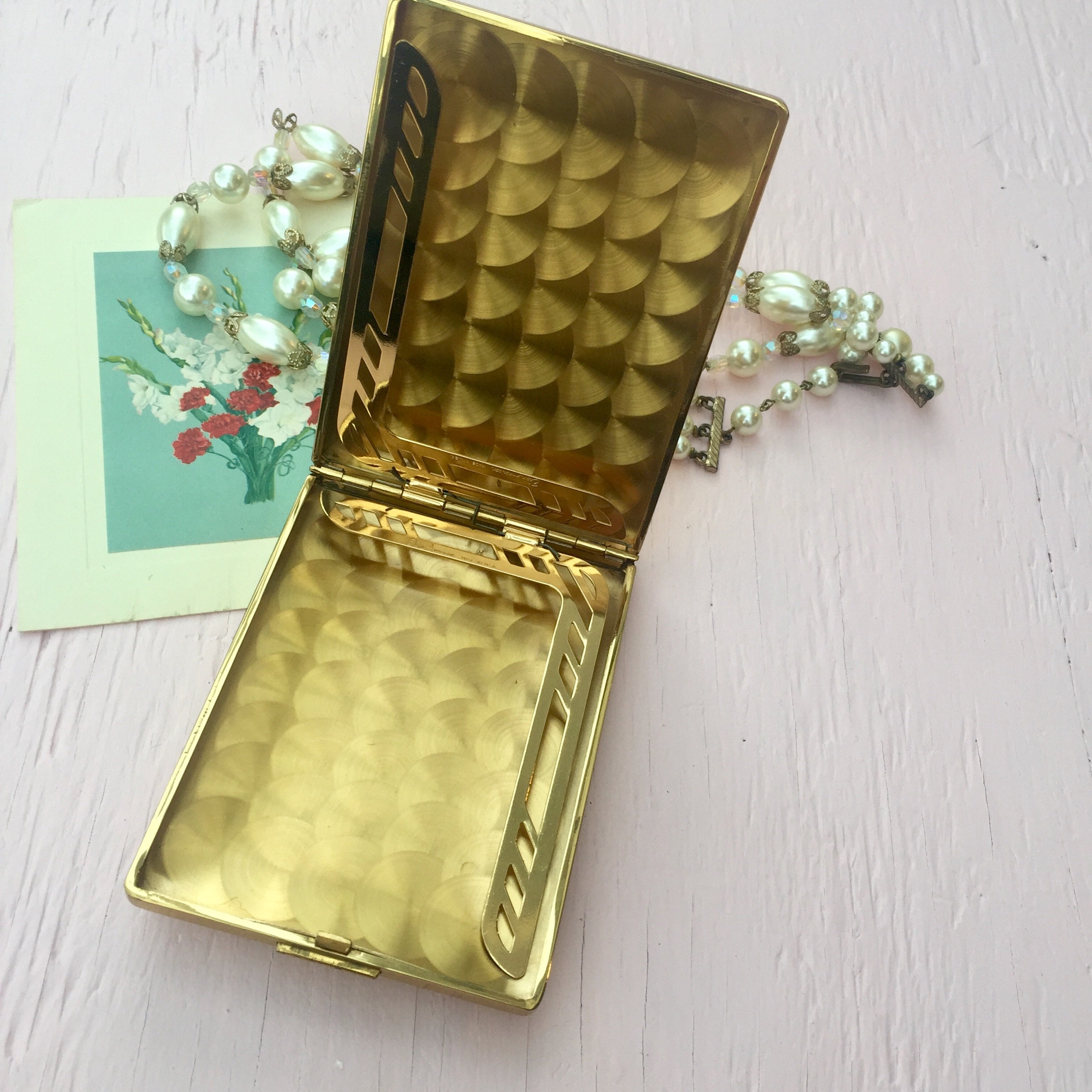 Vintage 1920s Cigarette Case, Vintage Brass Cigarette Case, Art Deco