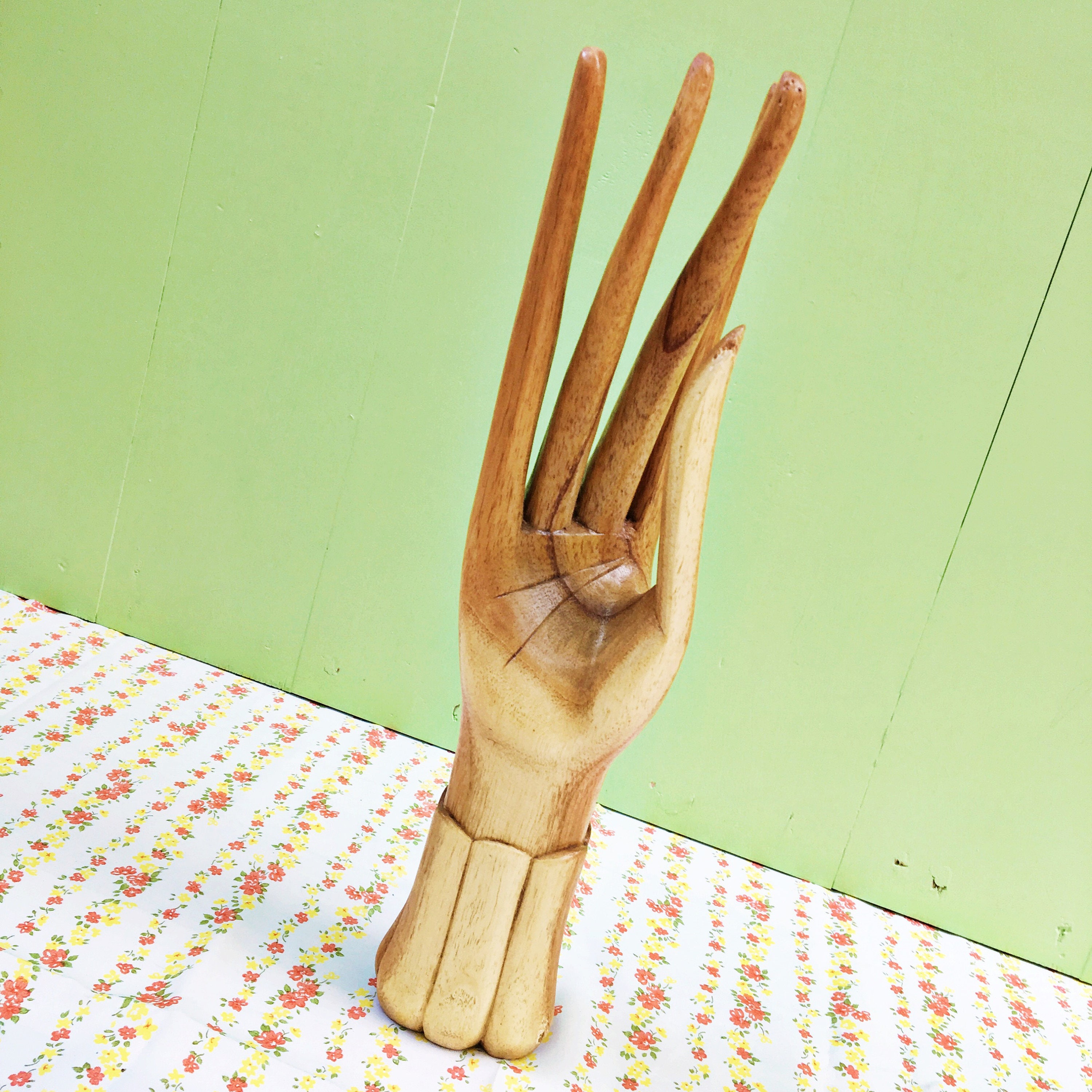 Vintage Wooden Hand Ring Display, Hand Jewelry Display, Vintage Boho