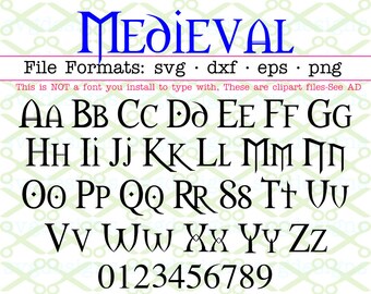 Medieval Font Svg, Dxf, Eps, PNG; Gothic Letters, Fairy Tale Letters, 62 SVG files for Cricut & Silhouette, Digital Cut Files