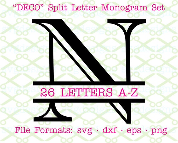 Download DECO Split Letter Monogram SVG Dxf Eps Png Serif Split | Etsy