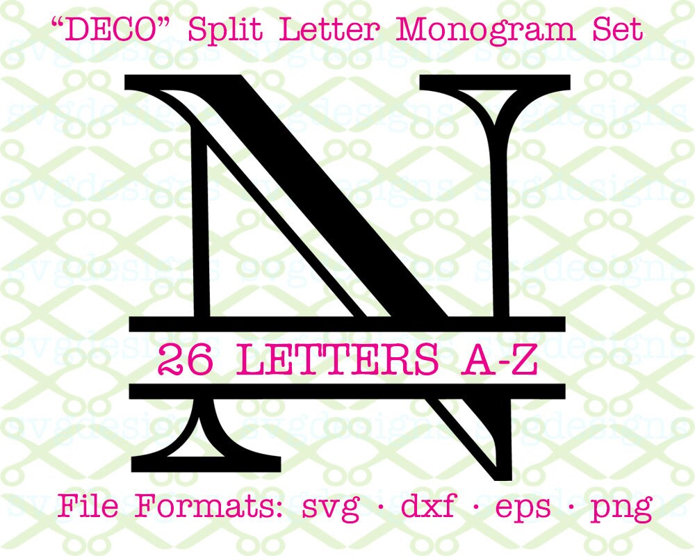 Download DECO Split Letter Monogram SVG Dxf Eps Png Serif Split | Etsy